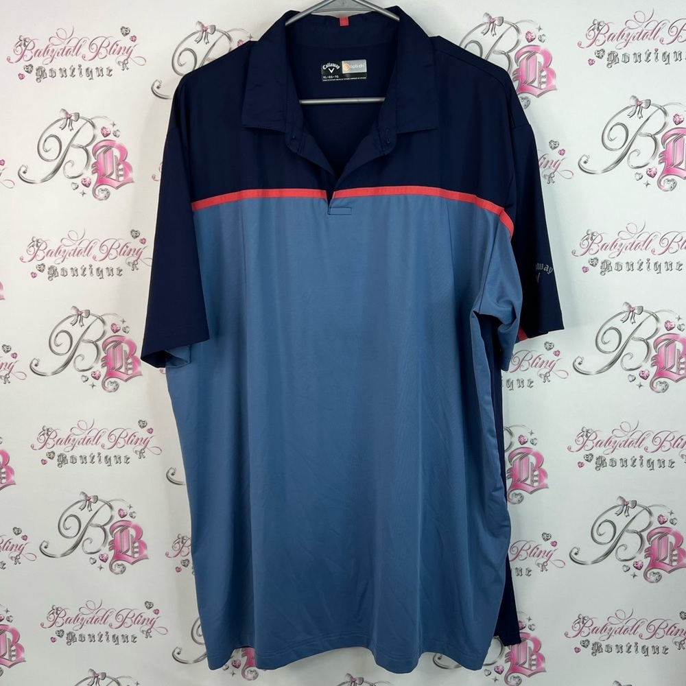 Callaway tshirt opti dri Men's Polo Shirt in Blue and Navy with Red Accent